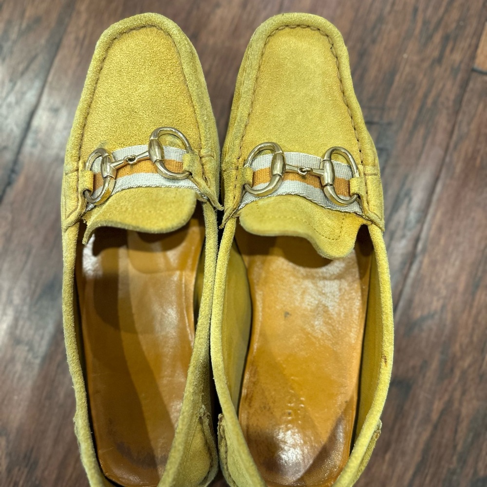 Gucci Yellow Suede Women's Loafers